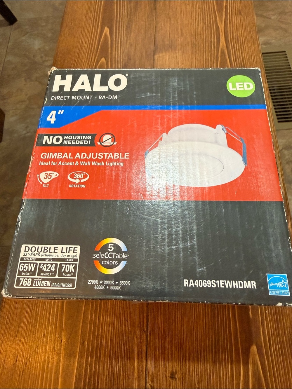 Halo 4"‎ LED Gimbal Adjustable Downlight - Black, Red, Blue, White, Green